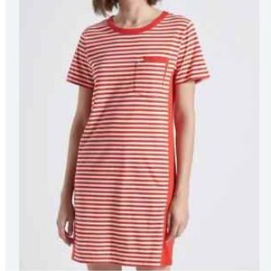 Current/Elliot Womens Red Striped Beatnik Short Shirt Dress